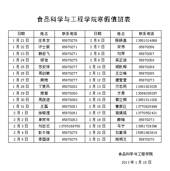 AG官网
寒假值班表